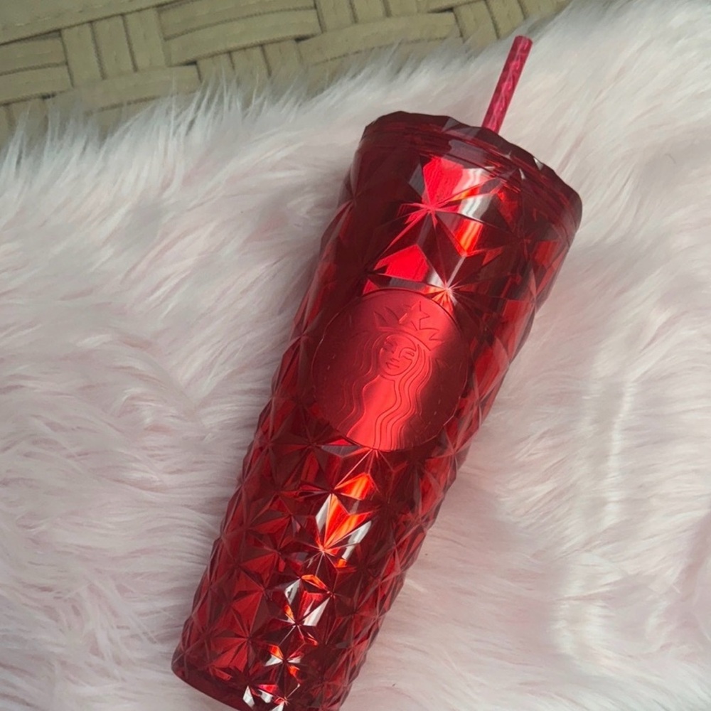 Starbucks Ruby Red Textured Tumbler with Straw